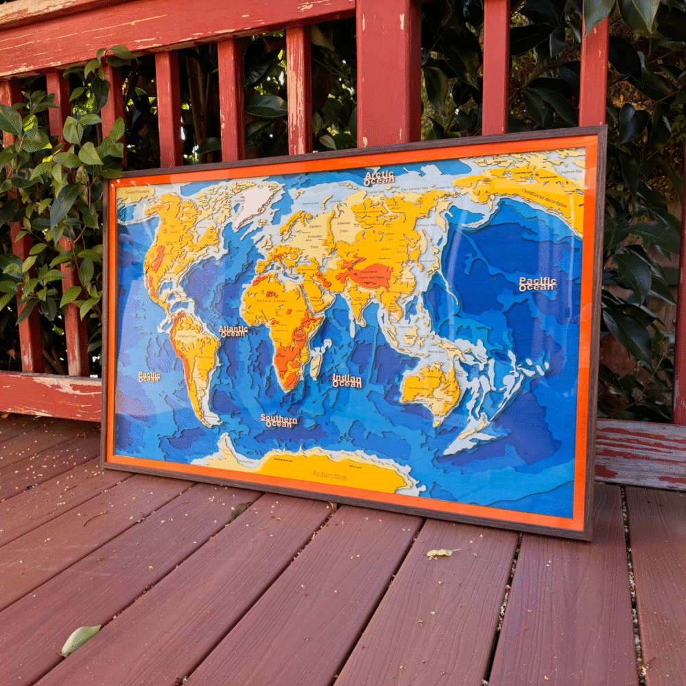 Elevated Art World Map - Elegant Map